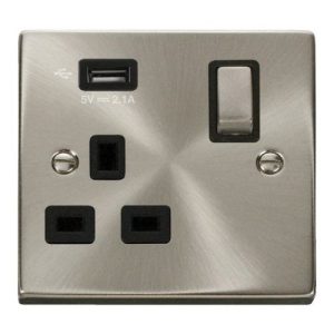 CLICK DECO VICTORIAN SATIN CHROME 1G SOCKET USB 2.1A DECO
