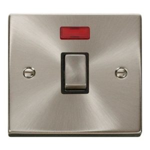 CLICK DECO VICTORIAN SATIN CHROME INGOT 20A 1G DP SWITCH WITHOUT FLEX OUTLET + NEON