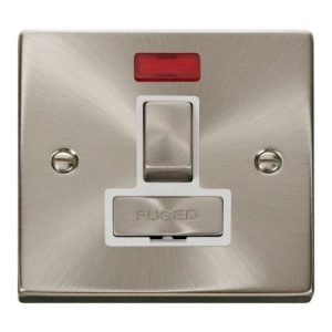 CLICK DECO VICTORIAN SATIN CHROME INGOT 13A SWITCHED SPUR WITHOUT FLEX OUTLET + NEON