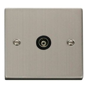 CLICK DECO VICTORIAN STAINLESS STEEL 1-GANG ISOLATED COAXIAL SOCKET