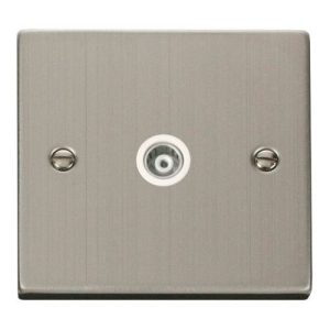 CLICK DECO VICTORIAN STAINLESS STEEL 1-GANG ISOLATED COAXIAL SOCKET