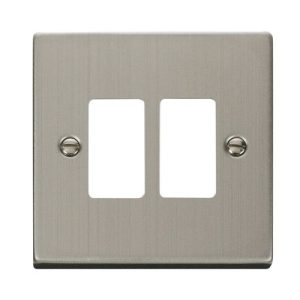 CLICK GRIDPRO DECO FRONTPLATES STAINLESS STEEL GRIDPRO 2-GANG DECO PLATE