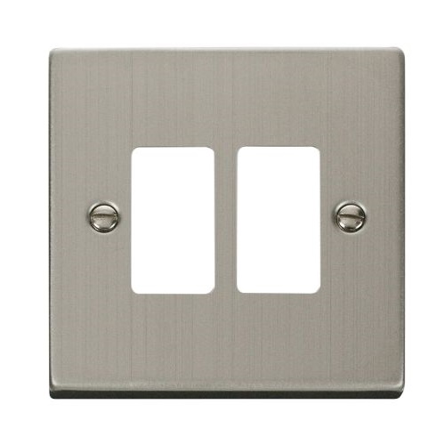 CLICK GRIDPRO DECO FRONTPLATES STAINLESS STEEL GRIDPRO 2-GANG DECO PLATE