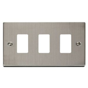 CLICK GRIDPRO DECO FRONTPLATES STAINLESS STEEL GRIDPRO 3-GANG DECO PLATE