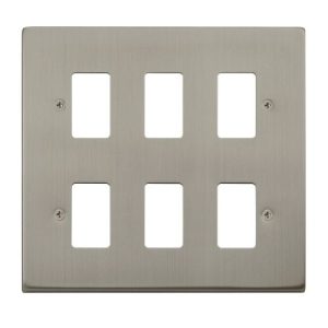CLICK GRIDPRO DECO FRONTPLATES STAINLESS STEEL GRIDPRO 6-GANG DECO PLATE