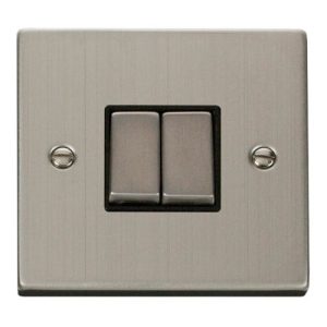 CLICK DECO VICTORIAN STAINLESS STEEL INGOT 10A 2-GANG 2 WAY SWITCH
