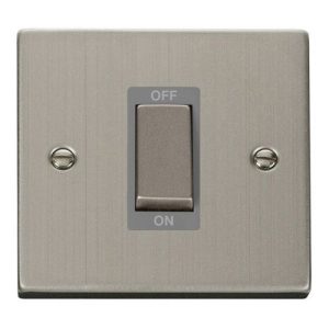 CLICK DECO VICTORIAN STAINLESS STEEL VPSS ING 1G 50A DP SWITCH GREY