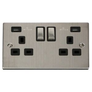 CLICK DECO VICTORIAN STAINLESS STEEL 2G SOCKET USB 4.2A DECO
