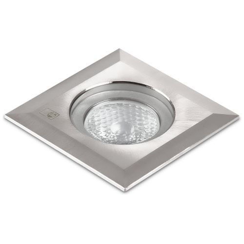 COLLINGWOOD LOW PROFILE STAINLESS STEEL GROUND LIGHT, WITH 1W WARM WHITE LED.