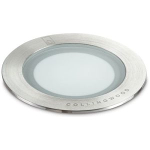 COLLINGWOOD STAINLESS STEEL GROUND LIGHT WITH 3 X 1W WARM WHITE LEDS.