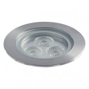 COLLINGWOOD STAINLESS STEEL GROUND LIGHT WITH 3 X 3W BLUE LEDS.