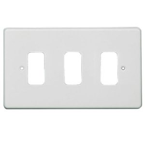 CRABTREE 2G 3-MODULE WHITE GRID PLATE