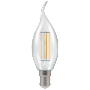 CROMPTON LED FILAMENT CANDLE BENT TIP CLEAR DIMMABLE 4.2W 2700K WARM WHITE SBC-B15