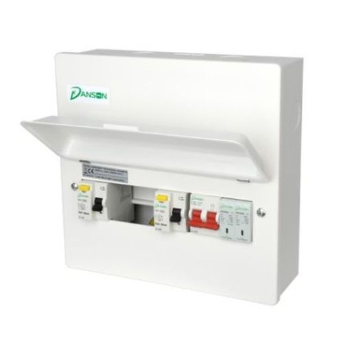 DANSON 16-MOD (8-WAY) HI-INTEG METAL BOARD (100A M/S + 2 X 80A 30mA TYPE A RCDS + SPD TYPE 2 20-40KA) ---(INC MCBS)