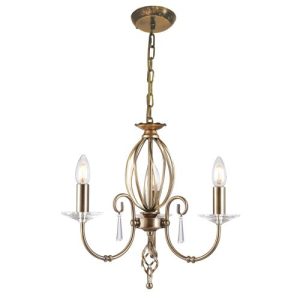 ELSTEAD AEGEAN 3 LIGHT CHANDELIER - AGED BRASS