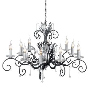 ELSTEAD AMARILLI 10 LIGHT CHANDELIER - BLACK/SILVER