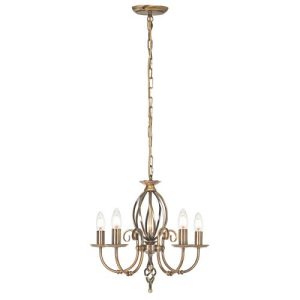 ELSTEAD ARTISAN 5 LIGHT CHANDELIER - AGED BRASS