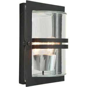 ELSTEAD BASEL 1 LIGHT WALL LANTERN - BLACK WITH CLEAR GLASS