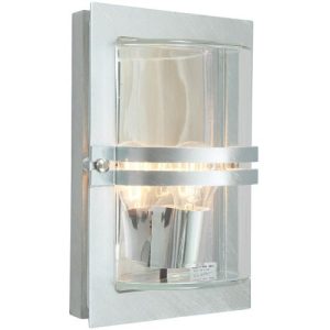 ELSTEAD BASEL 1 LIGHT WALL LANTERN - GALVANISED WITH CLEAR GLASS