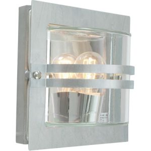 ELSTEAD BERN 1 LIGHT WALL LANTERN - GALVANISED WITH CLEAR GLASS