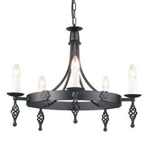 ELSTEAD BELFRY 5LT CHANDELIER BLACK 5X E14 LAMPS
