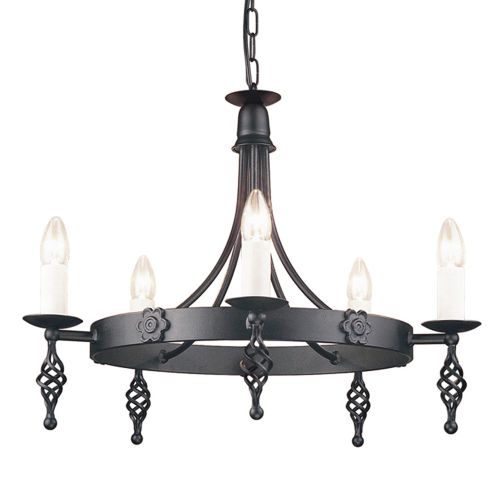 ELSTEAD BELFRY 5LT CHANDELIER BLACK 5X E14 LAMPS
