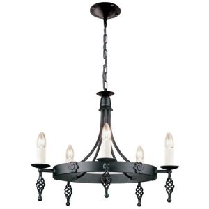 ELSTEAD BELFRY 5 LIGHT CHANDELIER BLACK