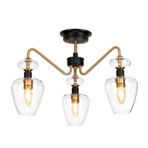 ELSTEAD ARMAND 3 LIGHT SEMI FLUSH - AGED BRASS