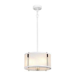 ELSTEAD CORONA 2 LIGHT PENDANT - WHITE POLISHED NICKEL