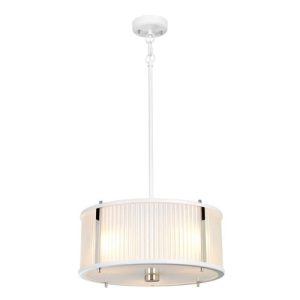 ELSTEAD CORONA 3 LIGHT PENDANT - WHITE POLISHED NICKEL