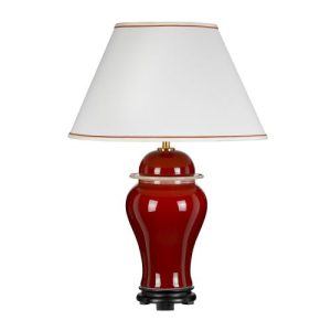 ELSTEAD OXBLOOD TEMPLE JAR 1 LIGHT TABLE LAMP WITH TALL EMPIRE SHADE