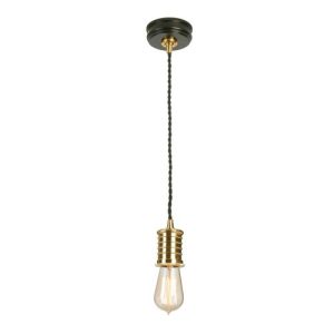 ELSTEAD DOUILLE 1 LIGHT PENDANT - BLACK/POLISHED BRASS