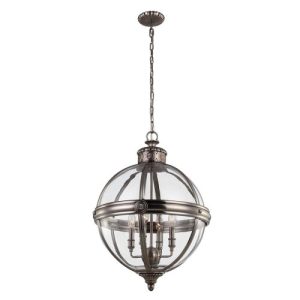 ELSTEAD ADAMS 4 LIGHT PENDANT CHANDELIER - ANTIQUE NICKEL