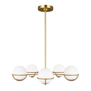 ELSTEAD APOLLO 5 LIGHT CHANDELIER - BURNISHED BRASS
