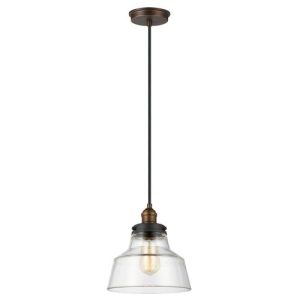 ELSTEAD BASKIN 1 LIGHT PENDANT - AGED BRASS/DARK WEATHERED ZINC