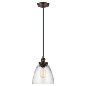 ELSTEAD BASKIN 1 LIGHT PENDANT - AGED BRASS/DARK WEATHERED ZINC