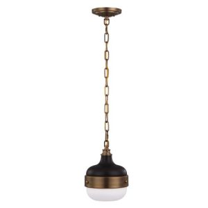 ELSTEAD CADENCE 1 LIGHT MINI PENDANT - DARK ANTIQUE BRASS/MATTE BLACK
