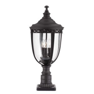 ELSTEAD ENGLISH BRIDLE 3 LIGHT LARGE PEDESTAL - BLACK