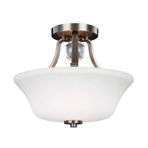 ELSTEAD EVINGTON 2 LIGHT SEMI-FLUSH - SATIN NICKEL