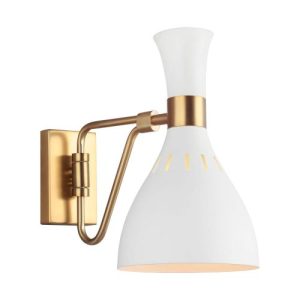 ELSTEAD JOAN 1 LIGHT WALL LIGHT - MATTE WHITE & BURNISHED BRASS