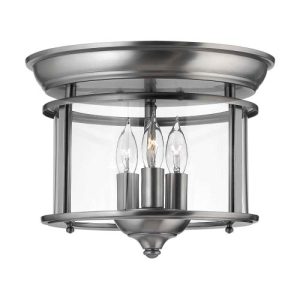 ELSTEAD GENTRY 3 LIGHT FLUSH MOUNT - PEWTER