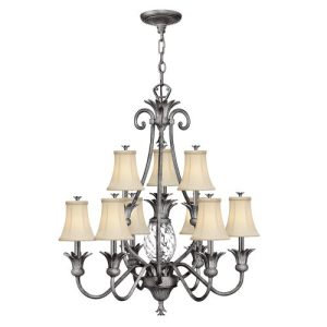 ELSTEAD PLANTATION 10 LIGHT CHANDELIER - POLISHED ANTIQUE NICKEL