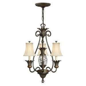 ELSTEAD PLANTATION 3 LIGHT CHANDELIER PEARL BRONZE