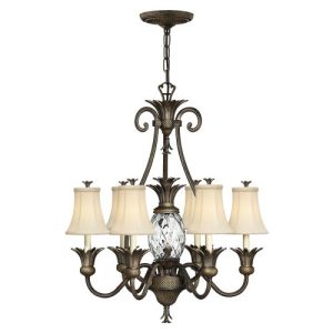 ELSTEAD PLANTATION 7 LIGHT CHANDELIER - PEARL BRONZE