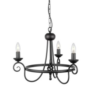 ELSTEAD HARLECH 3 LIGHT CHANDELIER - BLACK