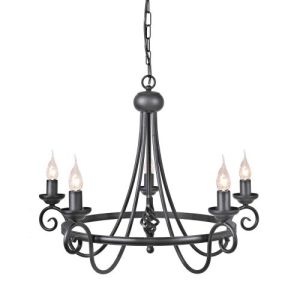 ELSTEAD HARLECH 5 LIGHT CHANDELIER - BLACK