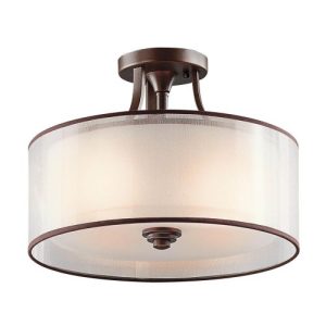 ELSTEAD LACEY 3 LIGHT SMALL SEMI-FLUSH MOUNT - MISSION BRONZE
