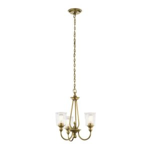 ELSTEAD WAVERLY 3 LIGHT CHANDELIER - NATURAL BRASS
