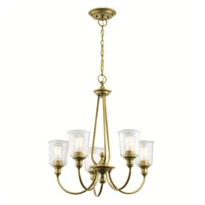 ELSTEAD WAVERLY 5 LIGHT CHANDELIER - NATURAL BRASS