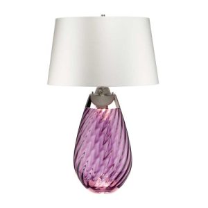 ELSTEAD LENA 2 LIGHT LARGE PLUM TABLE LAMP WITH OFF-WHITE SHADE